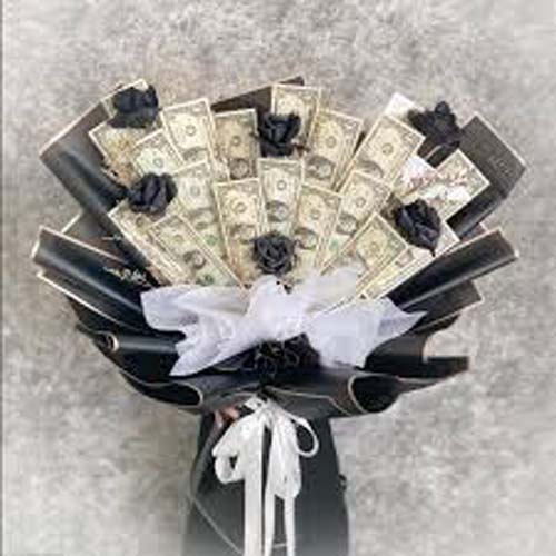 bouquet of flower with_money